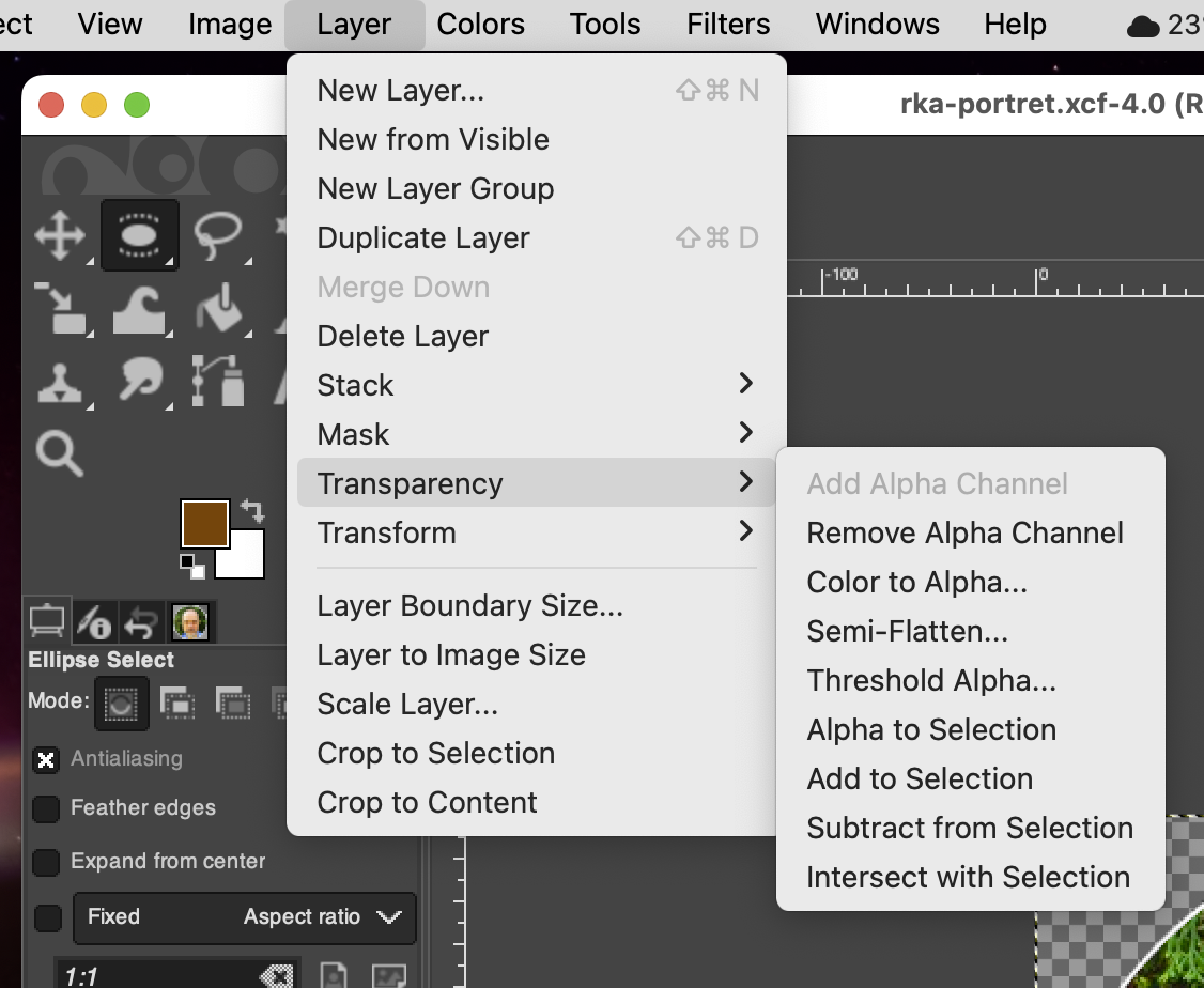 Nastavenie transparentnosti