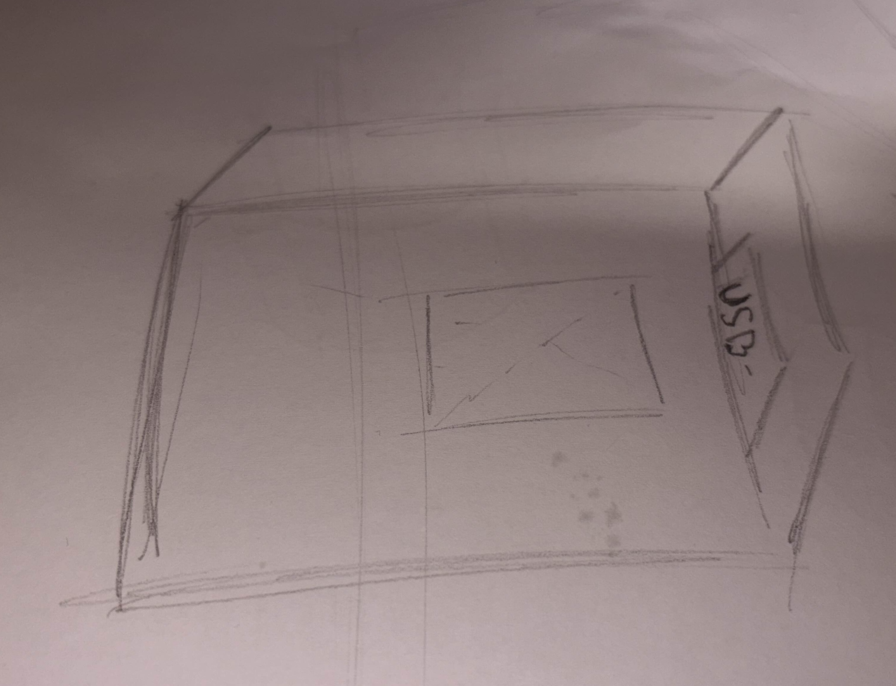 Obr.: Náčrť drevenej krabičky, ktorá zakrýva hardvér.